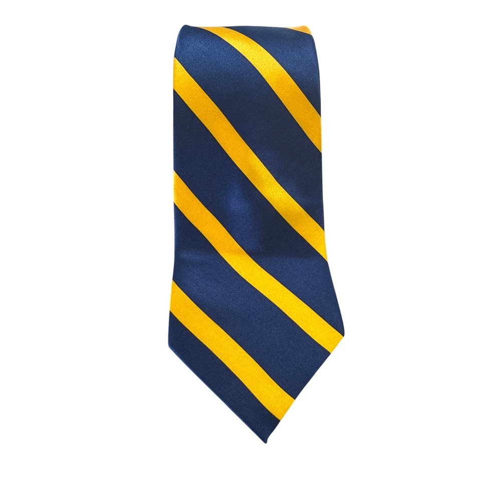 Eagle Neckwear Mens Silk Tie Navy Blue Yellow Striped Repp Silk Necktie 59 Inch